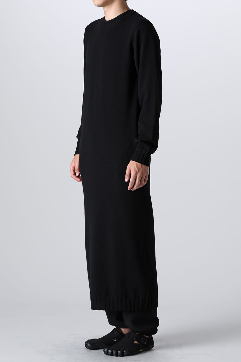 lambs wool maxi crewneck sweater.