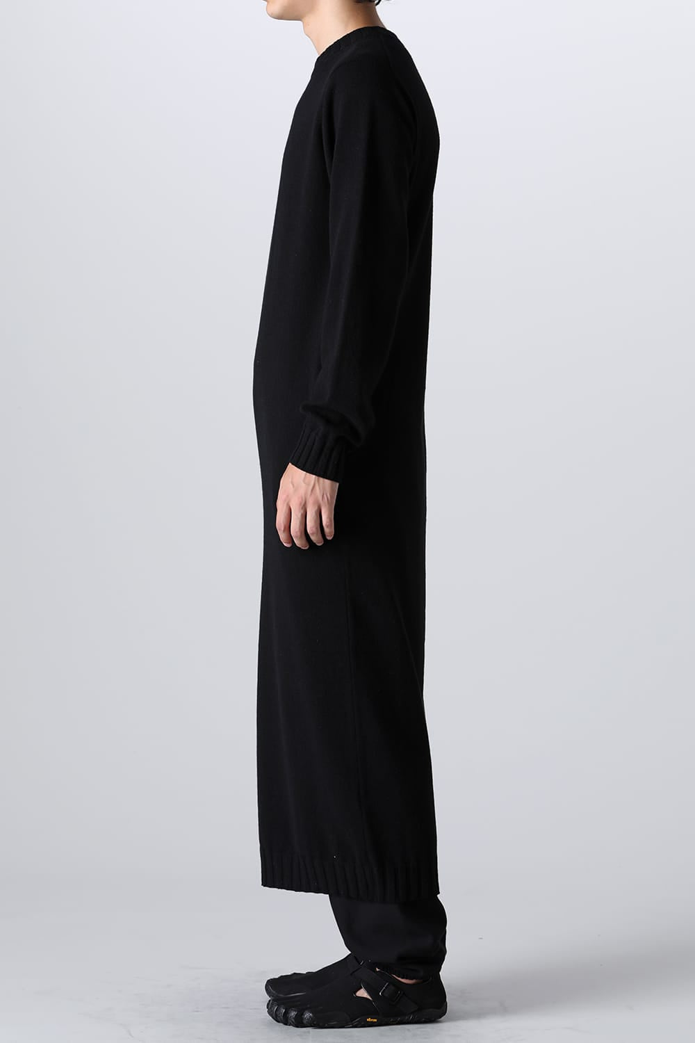 lambs wool maxi crewneck sweater.