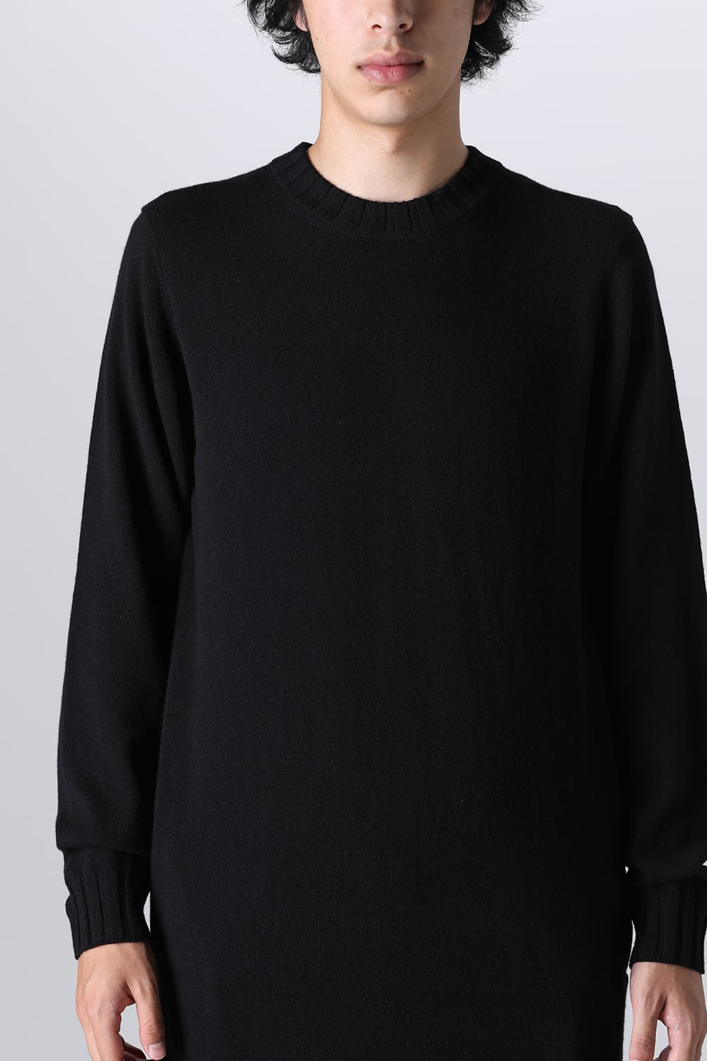 lambs wool maxi crewneck sweater.