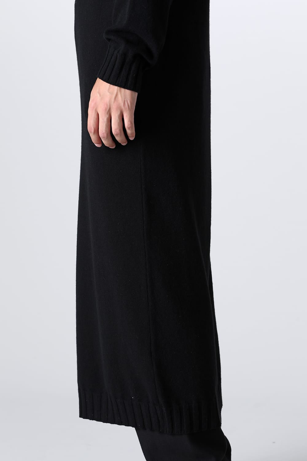 lambs wool maxi crewneck sweater.