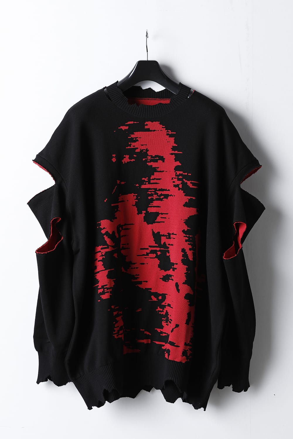 ルーズフィット クルーネックスウェット ジョセフザボ ブラック レッド