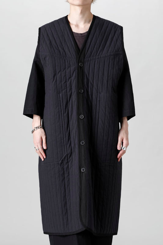 SLEEVELESS COAT #2   PADDED BLACK BUF COTTON