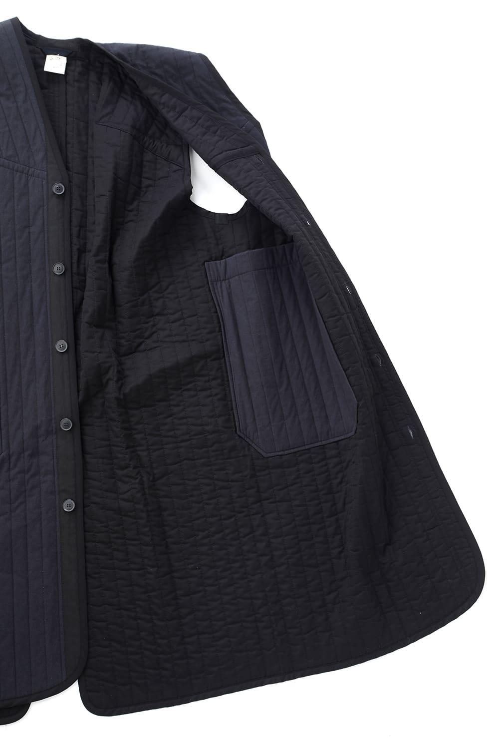 SLEEVELESS COAT #2   PADDED BLACK BUF COTTON