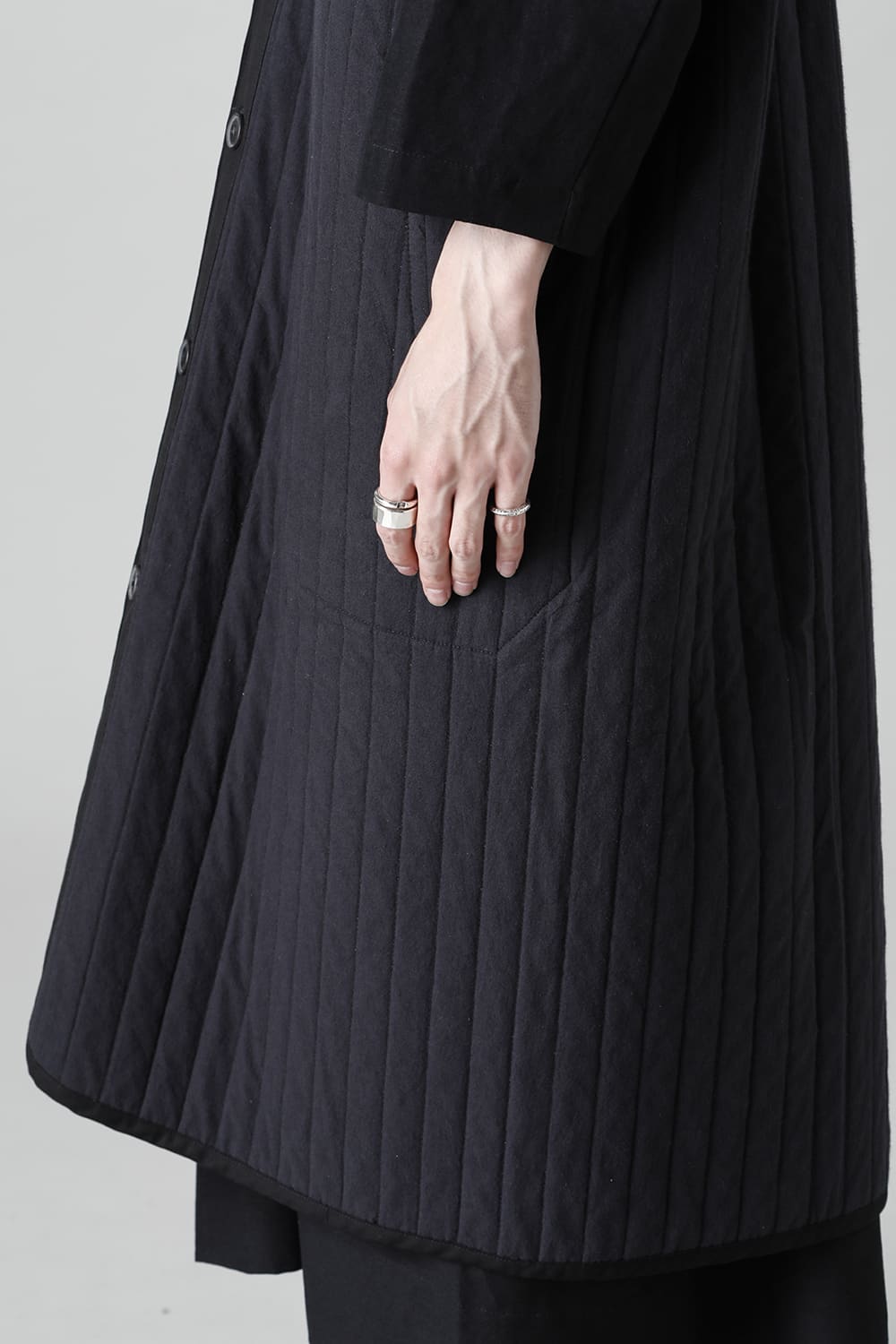 SLEEVELESS COAT #2   PADDED BLACK BUF COTTON