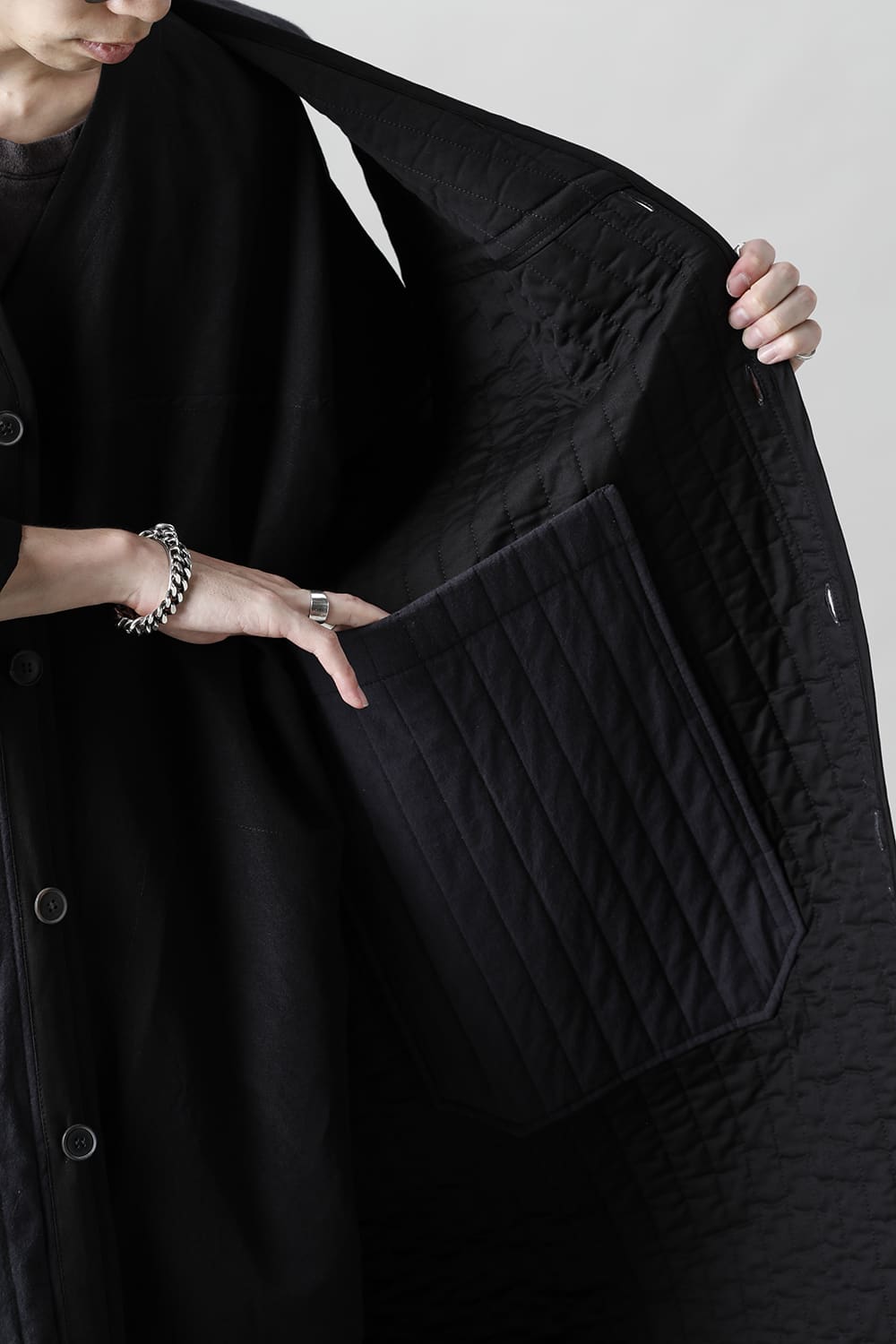 SLEEVELESS COAT #2   PADDED BLACK BUF COTTON