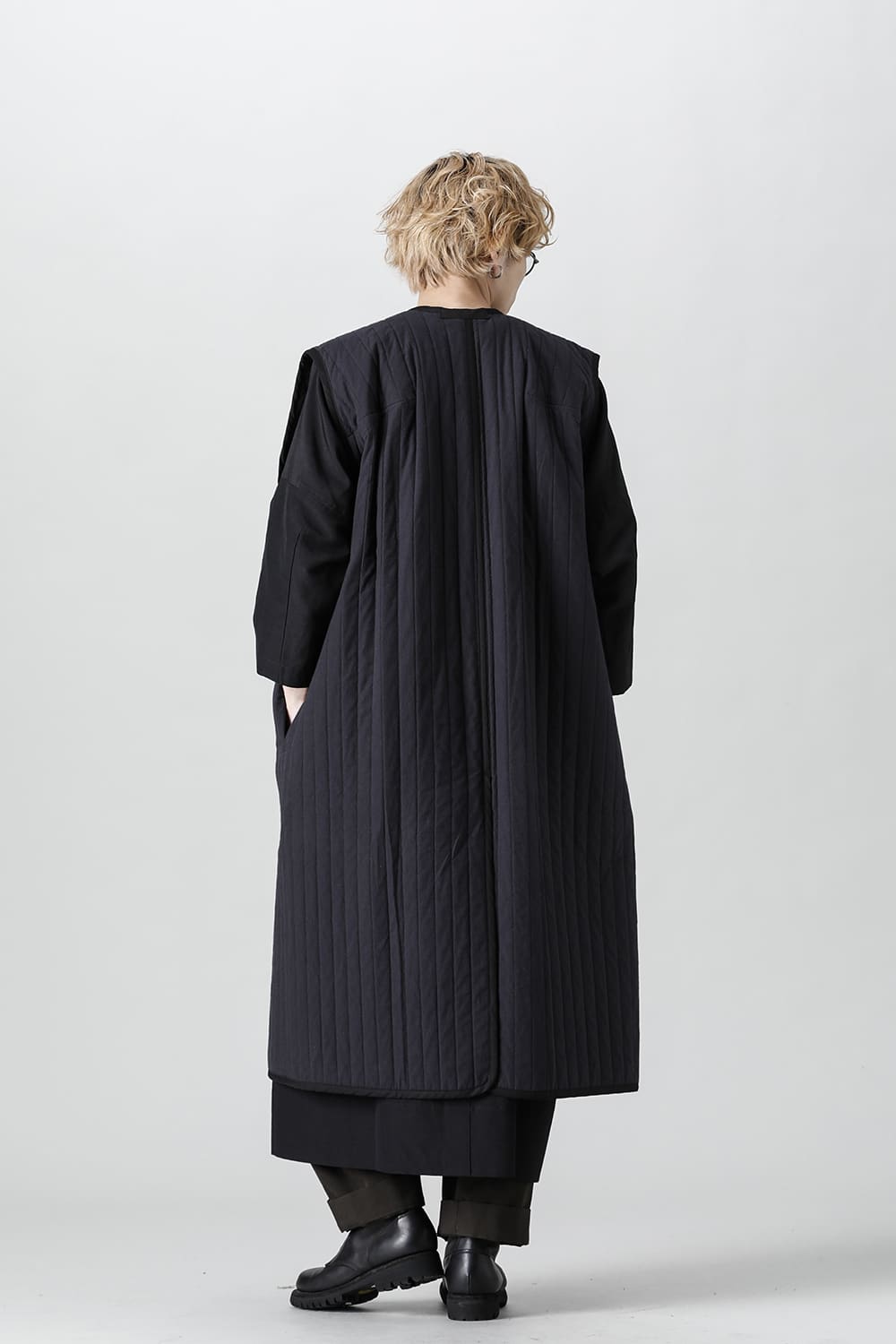 SLEEVELESS COAT #2   PADDED BLACK BUF COTTON