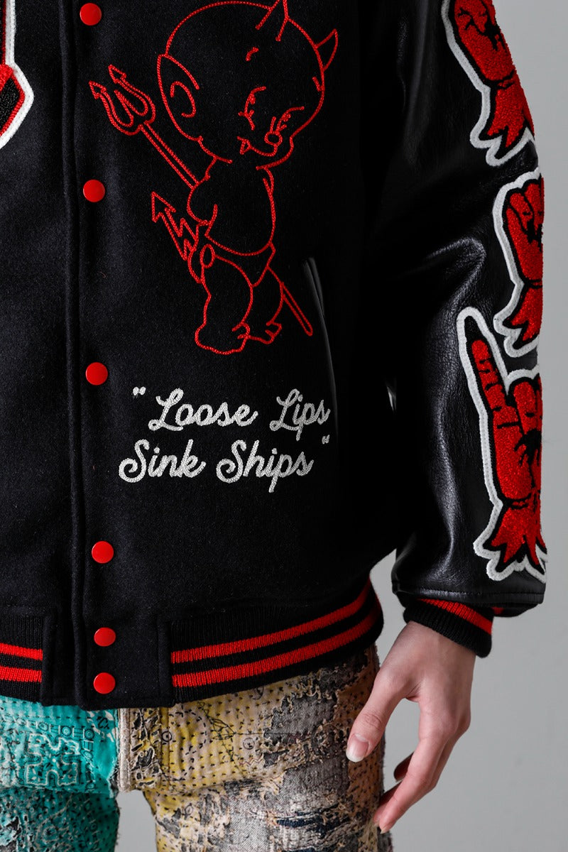 DEVIL Varsity Jacket Black