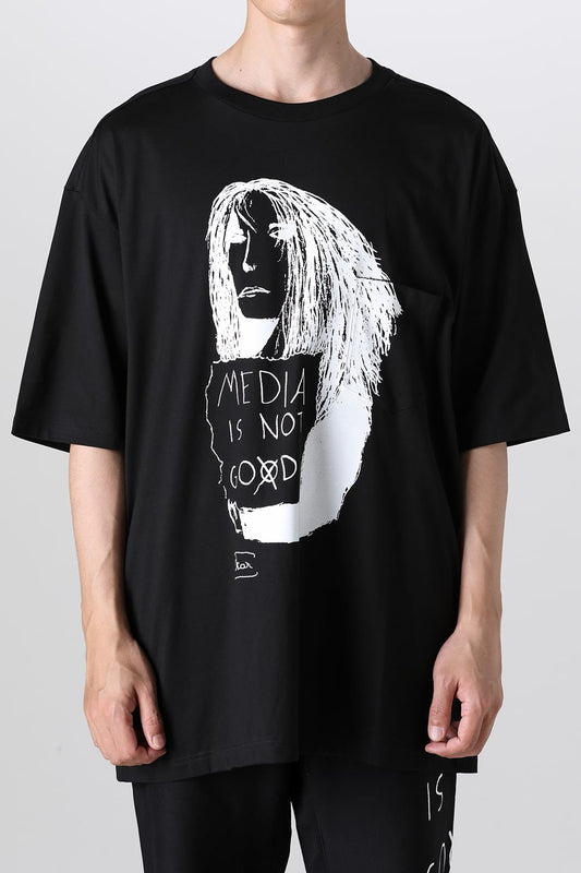 Oversized S/S Pocket tee (media is not go⨂d. type 1) Black