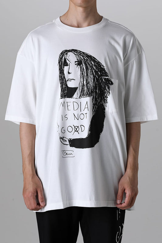 Oversized S/S Pocket tee (media is not go⨂d. type 1) White