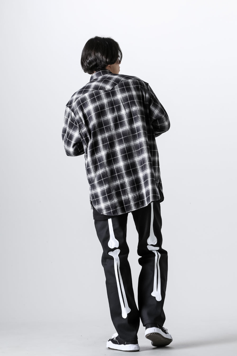 ルーズフィットジーン（ボーン） ブラック x ホワイト ボーン