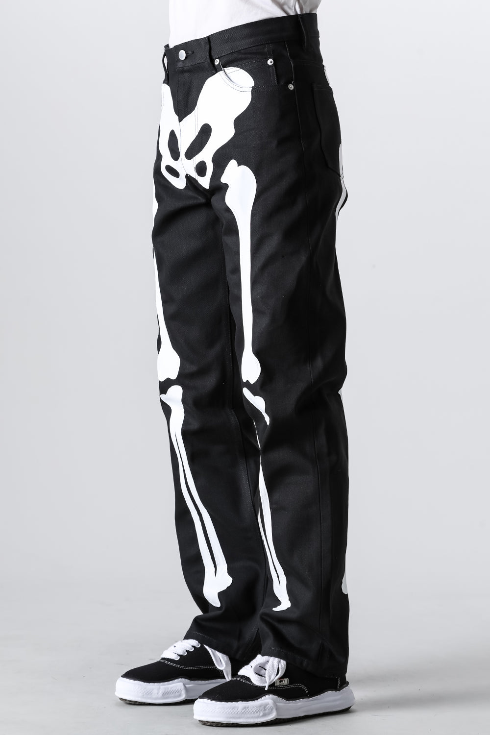 ルーズフィットジーン（ボーン） ブラック x ホワイト ボーン
