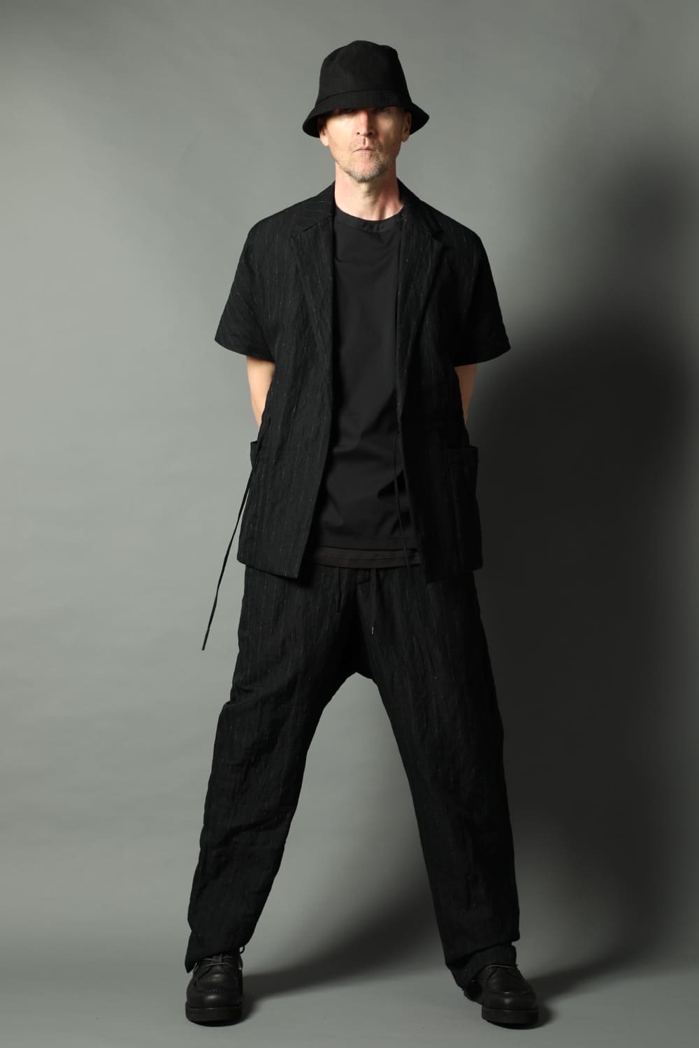 Relaxe pants cotton linen metal shrink