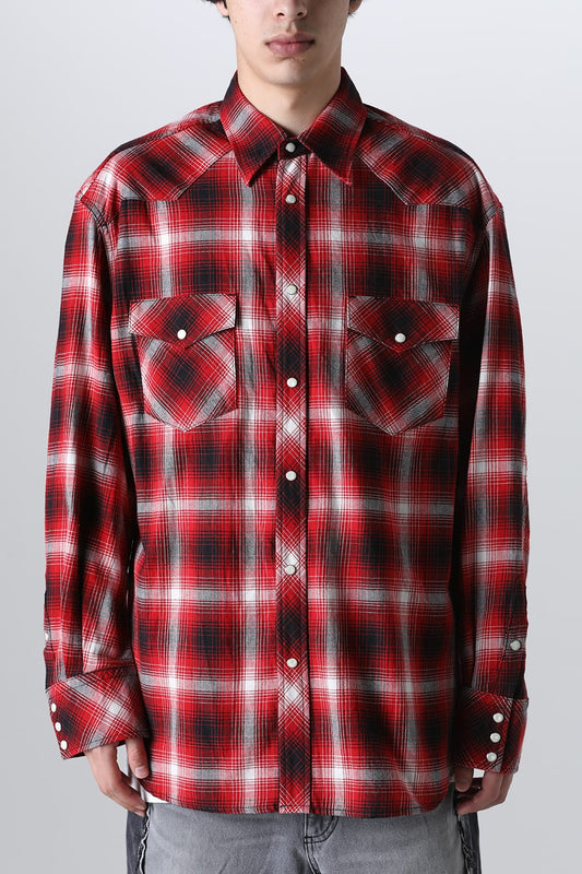 back gusset sleeve western shirt. Red