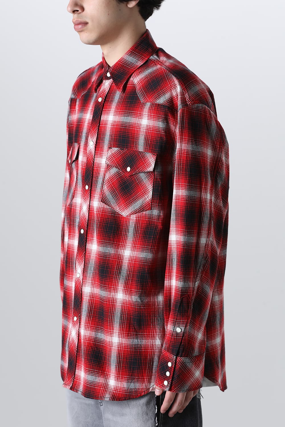 back gusset sleeve western shirt. Red