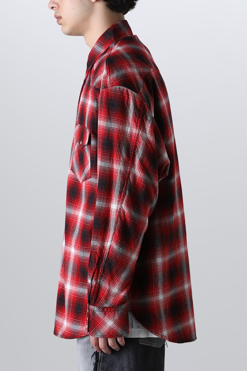 back gusset sleeve western shirt. Red