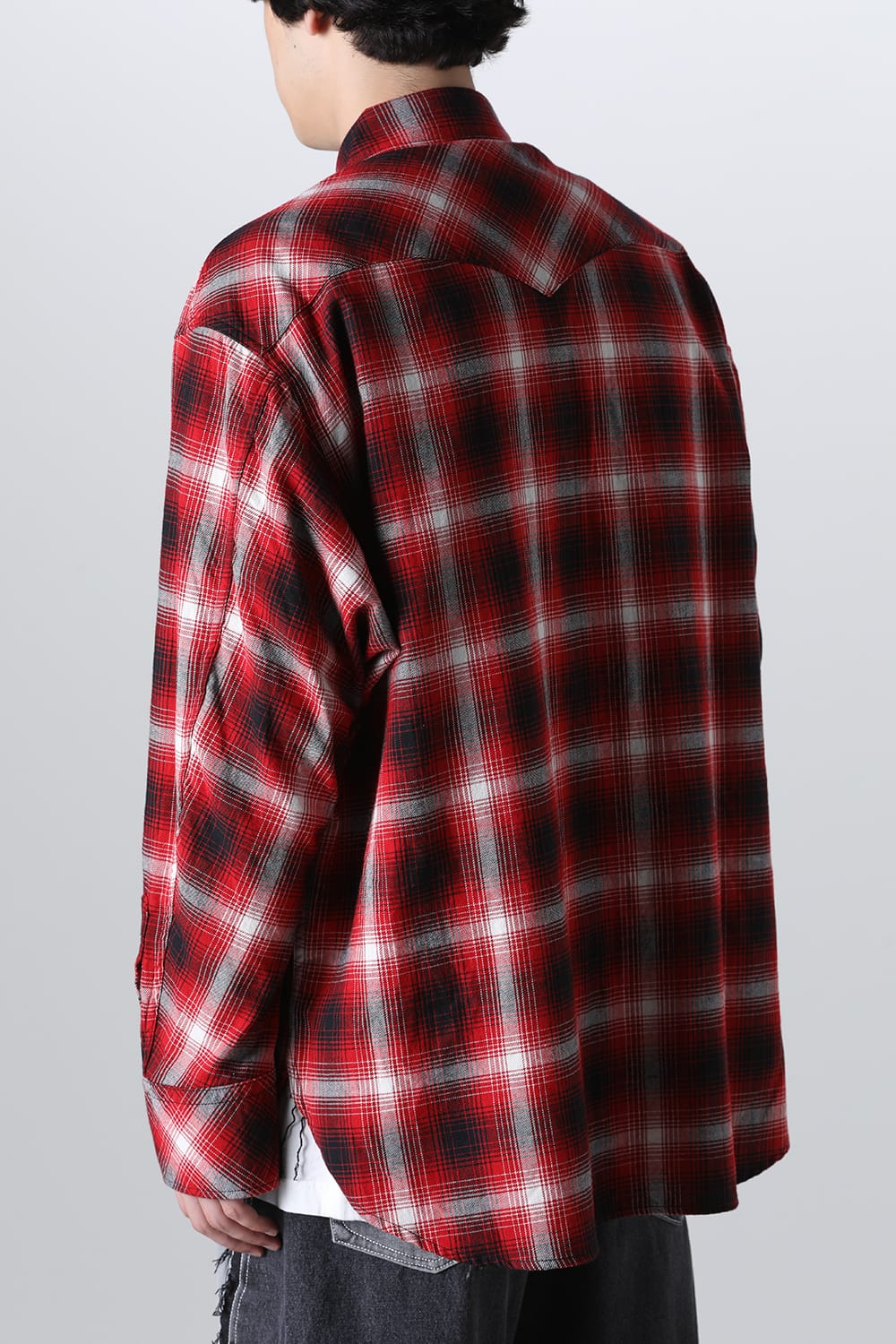 back gusset sleeve western shirt. Red