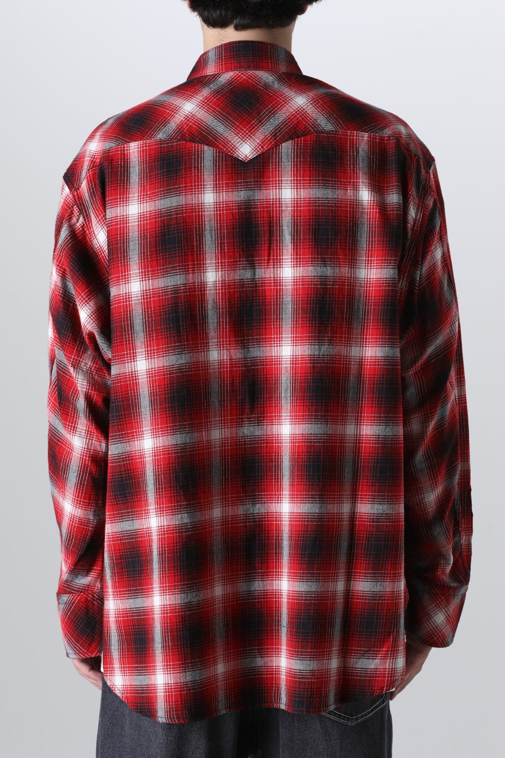 back gusset sleeve western shirt. Red