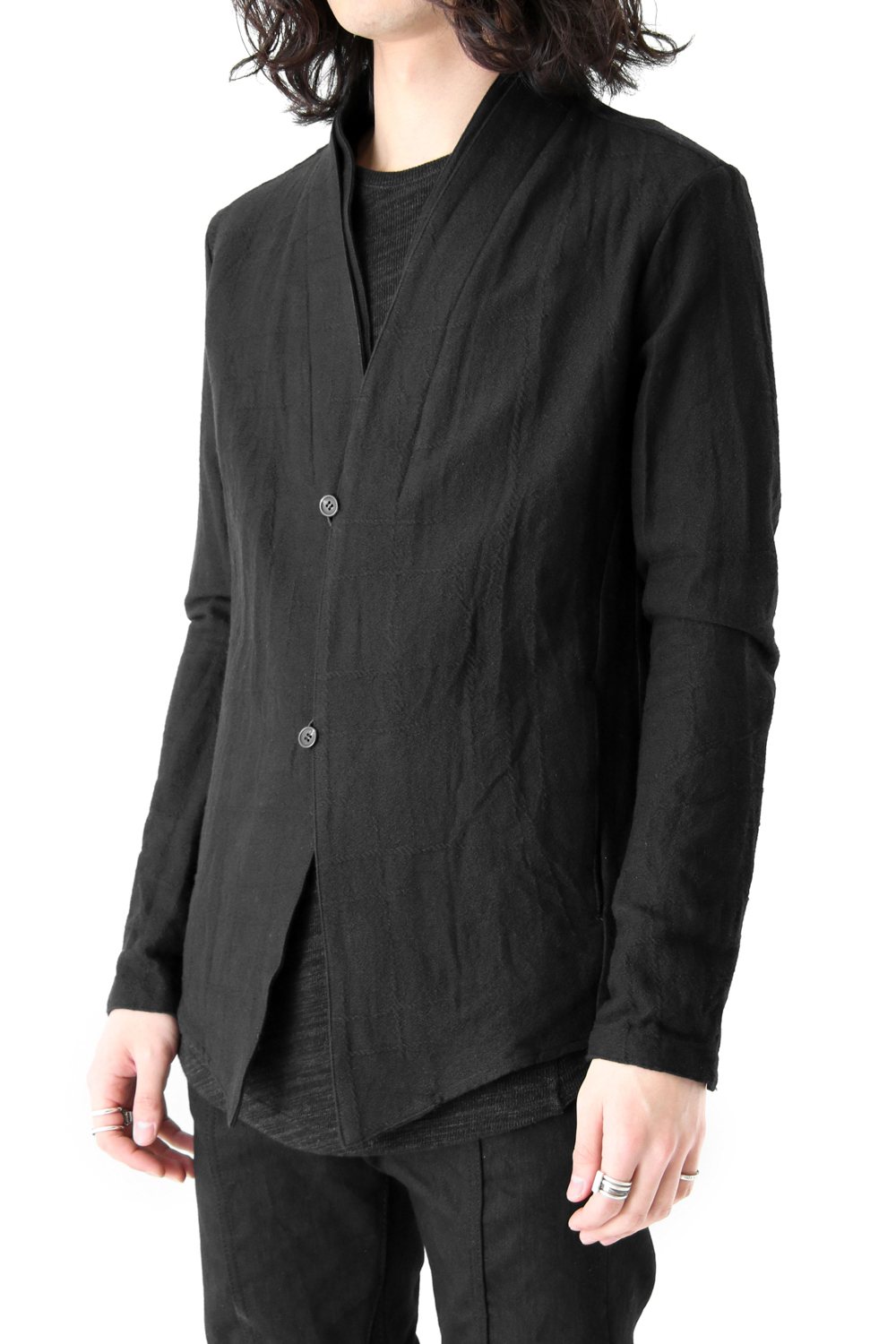 Jacquard Layered Collar Shirt Jacket FASCINATE Limited