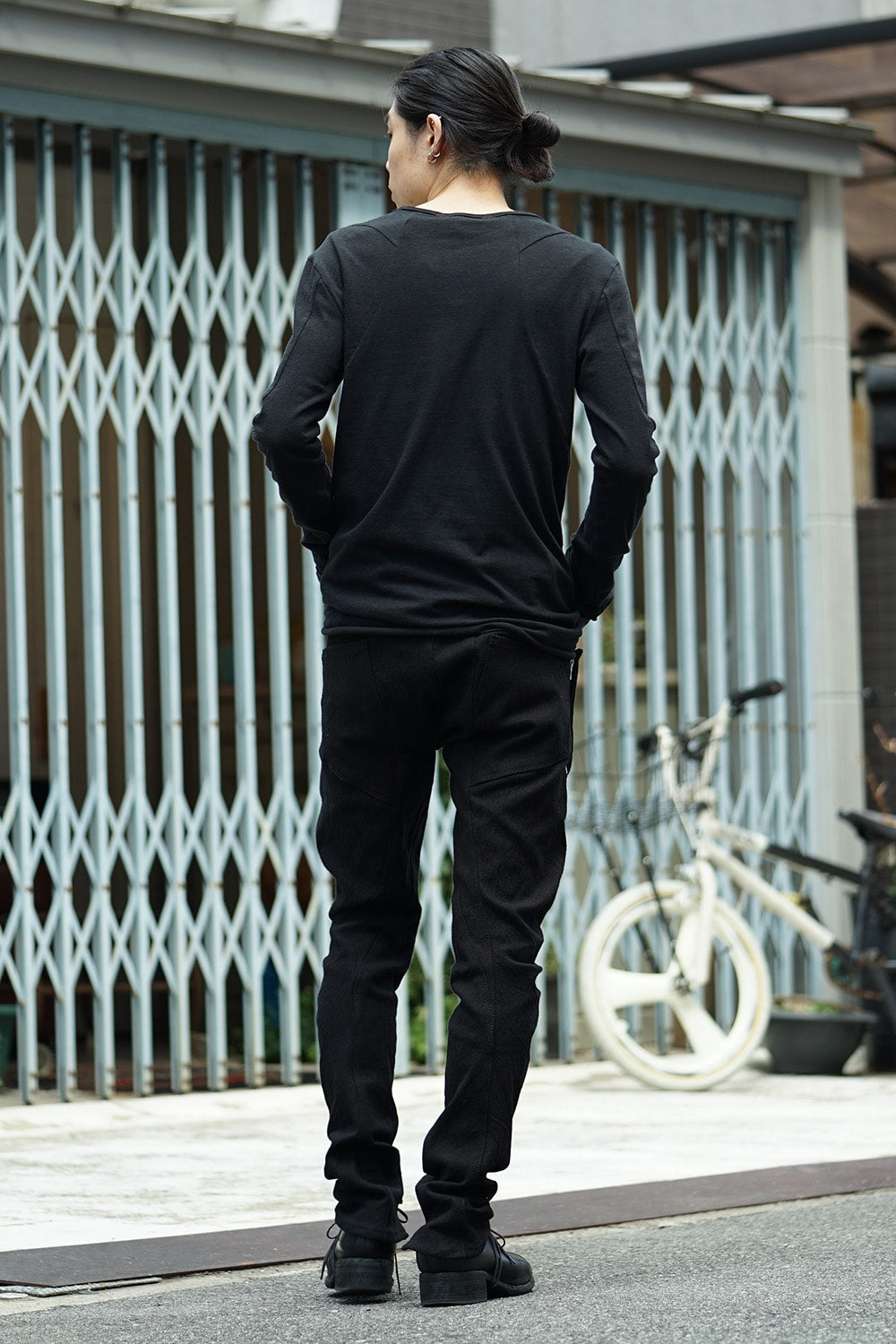 Heavy cotton × linen stretch twist curve pants