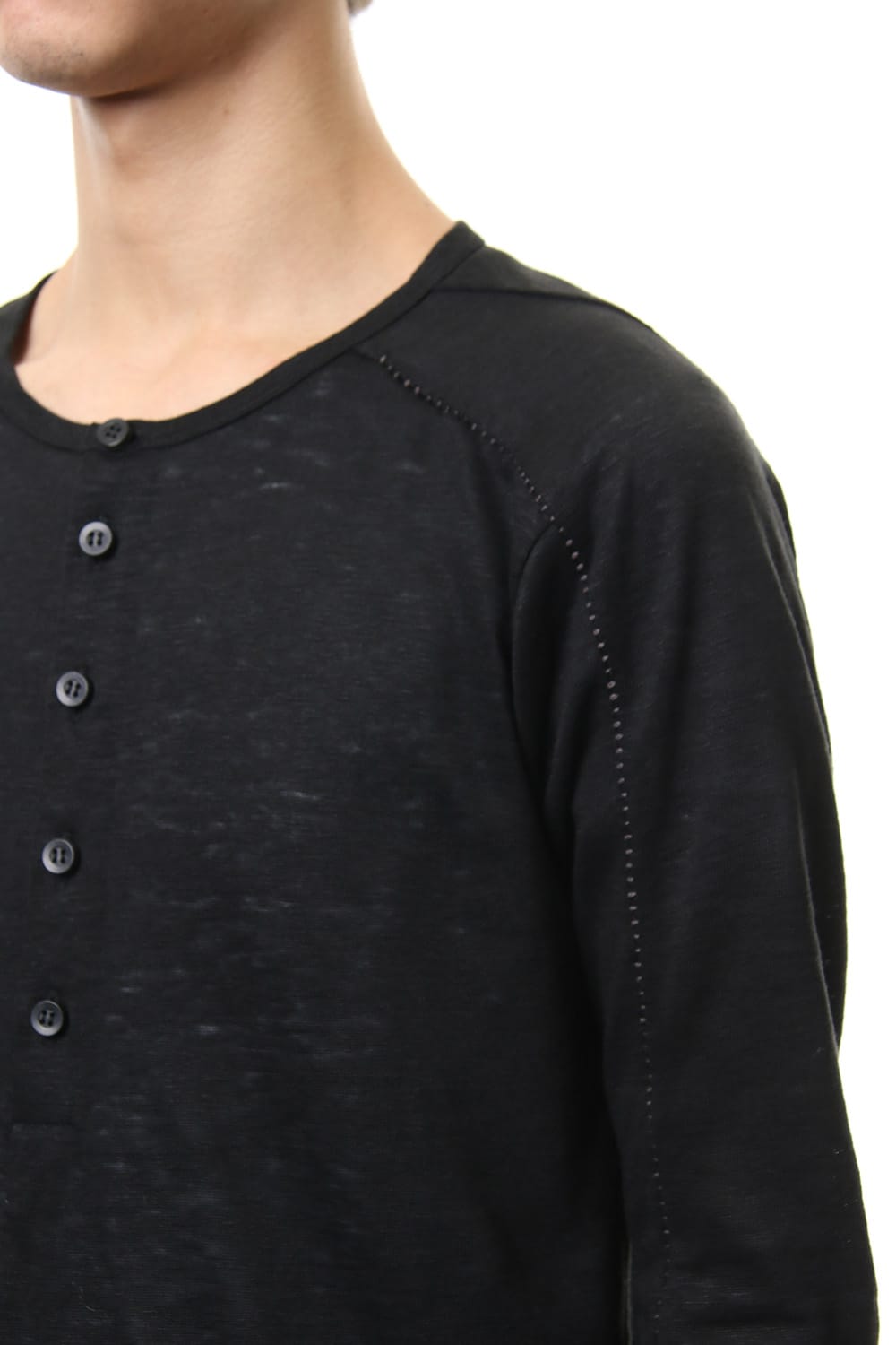 Linen India Henry Neck Long Sleeve T-shirt - ST101-0049S