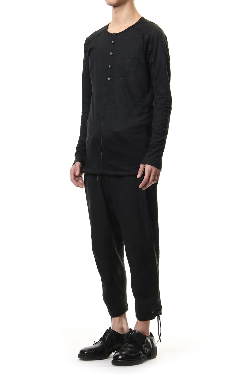 Linen India Henry Neck Long Sleeve T-shirt - ST101-0049S