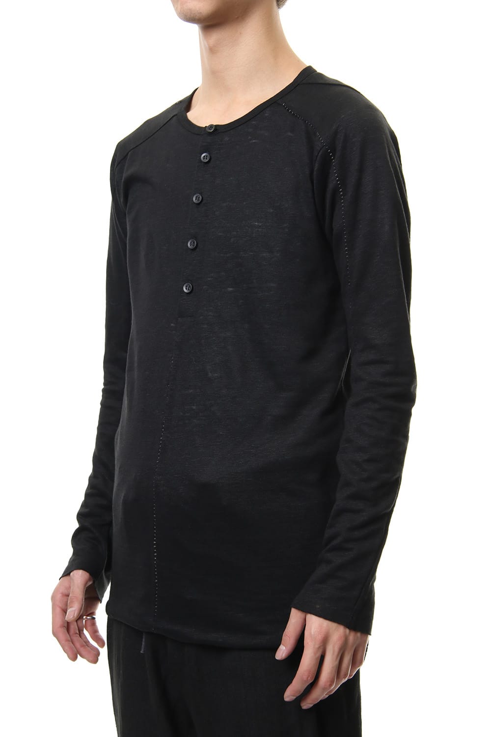 Linen India Henry Neck Long Sleeve T-shirt - ST101-0049S