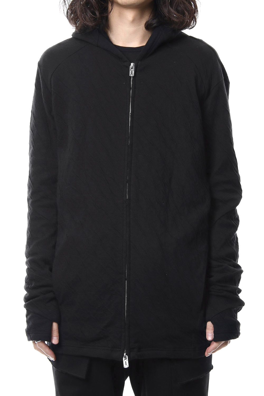 Double cloth cotton jersey spiral arm zip parker