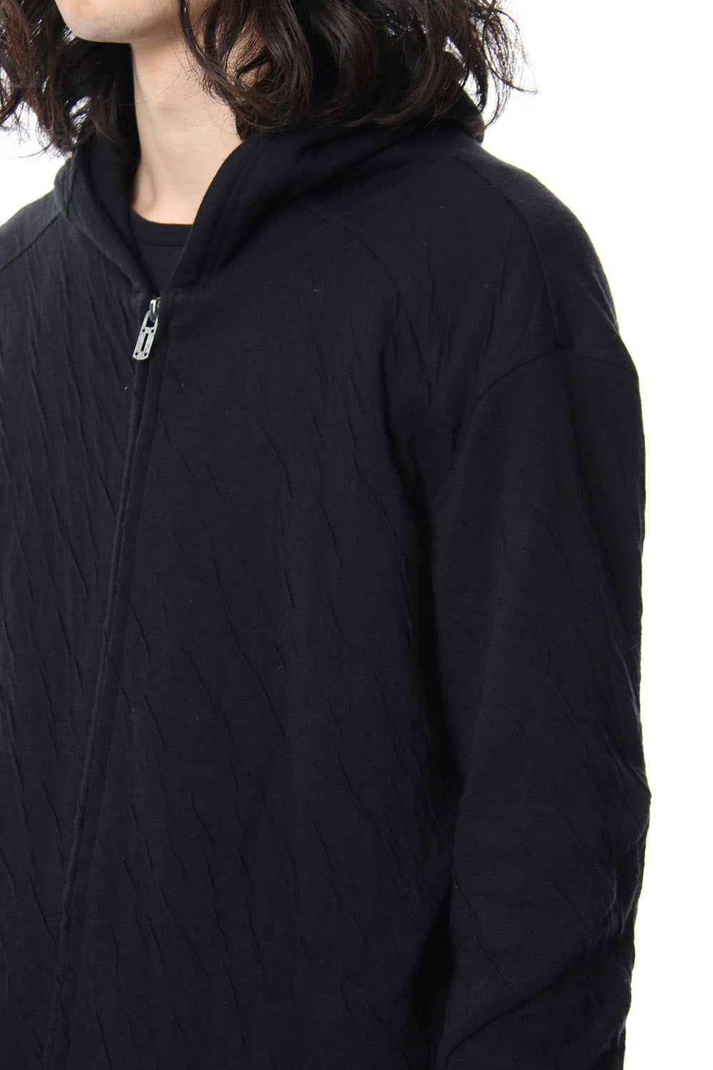 Double cloth cotton jersey spiral arm zip parker