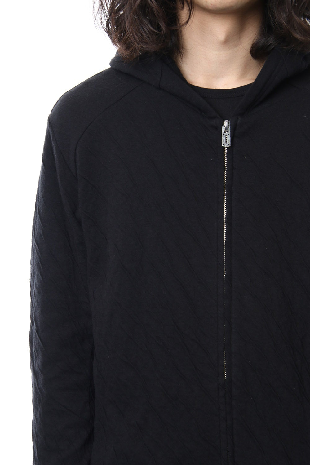 Double cloth cotton jersey spiral arm zip parker