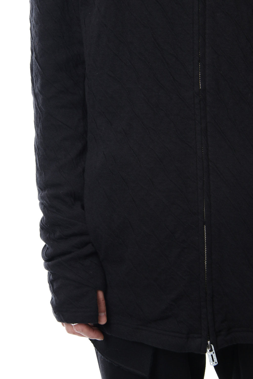 Double cloth cotton jersey spiral arm zip parker