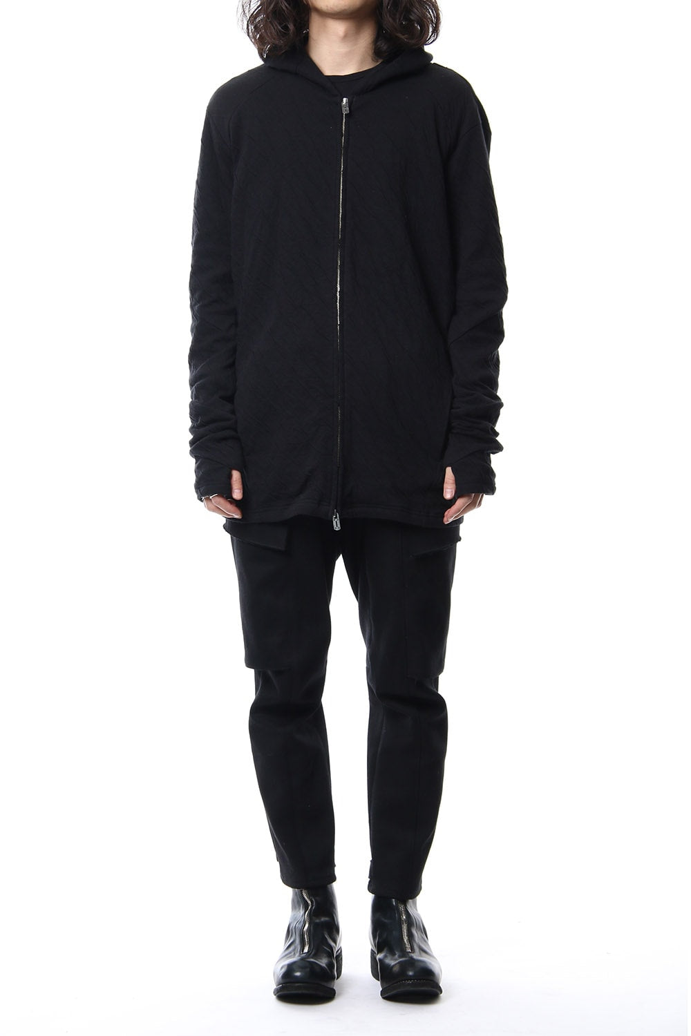 Double cloth cotton jersey spiral arm zip parker