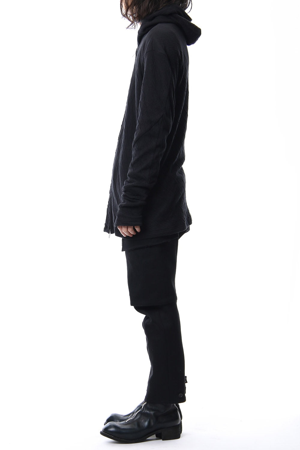 Double cloth cotton jersey spiral arm zip parker