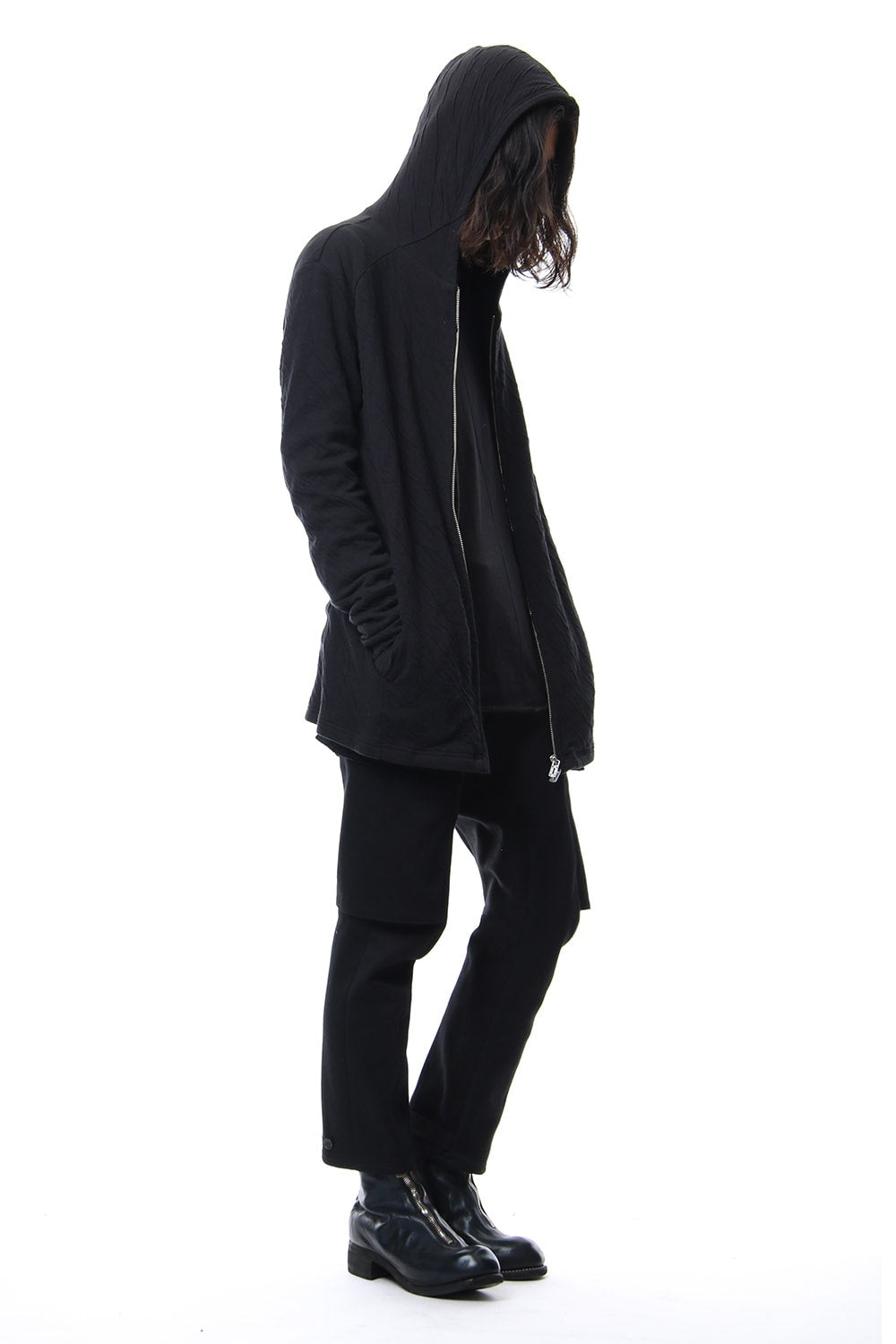 Double cloth cotton jersey spiral arm zip parker