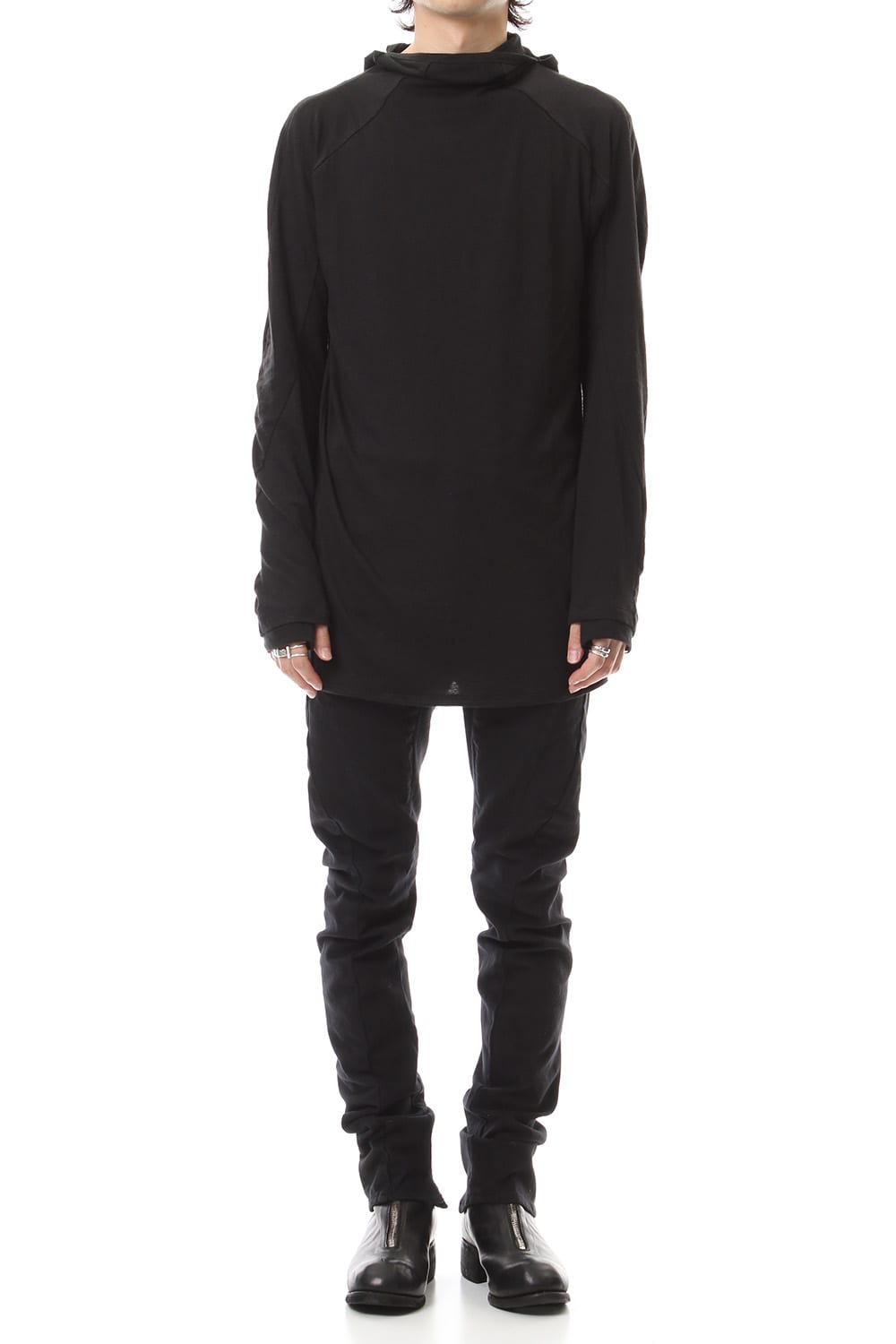 Yak india Gauze balaclava Hooded long sleeve T-shirts - ST101-0079A Black