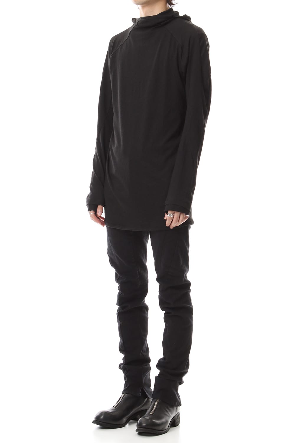 Yak india Gauze balaclava Hooded long sleeve T-shirts - ST101-0079A Black