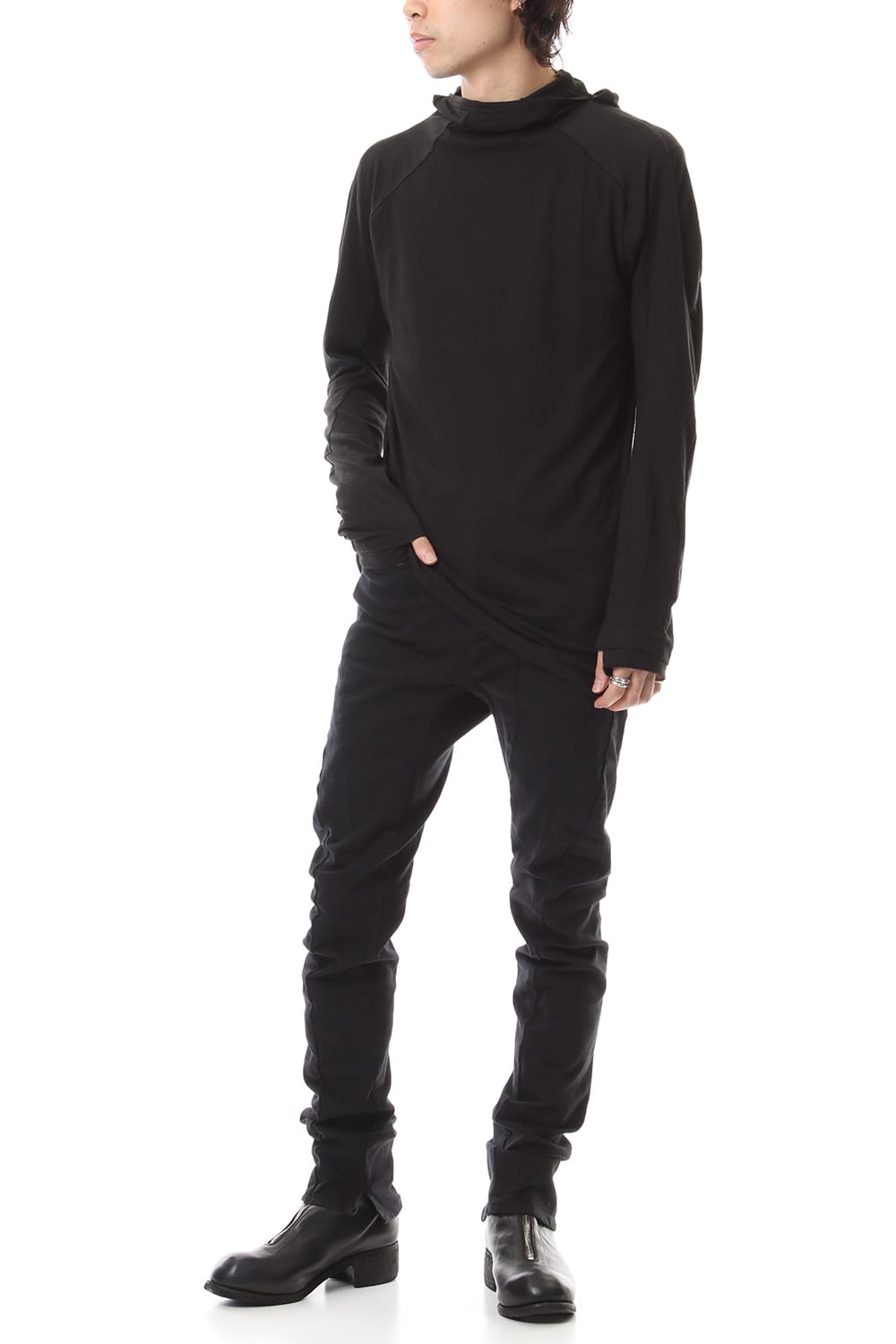 Yak india Gauze balaclava Hooded long sleeve T-shirts - ST101-0079A Black