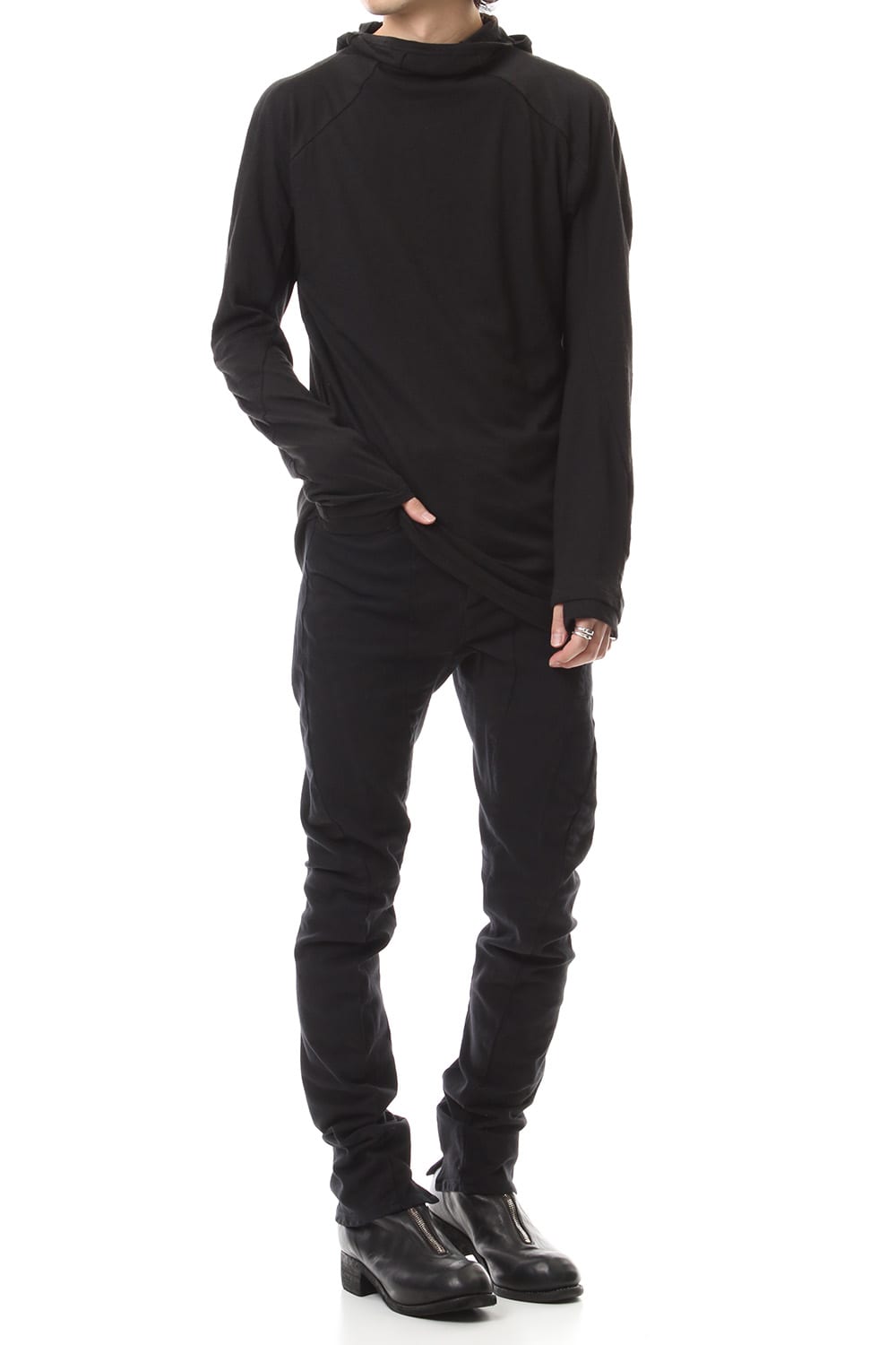 Yak india Gauze balaclava Hooded long sleeve T-shirts - ST101-0079A Black