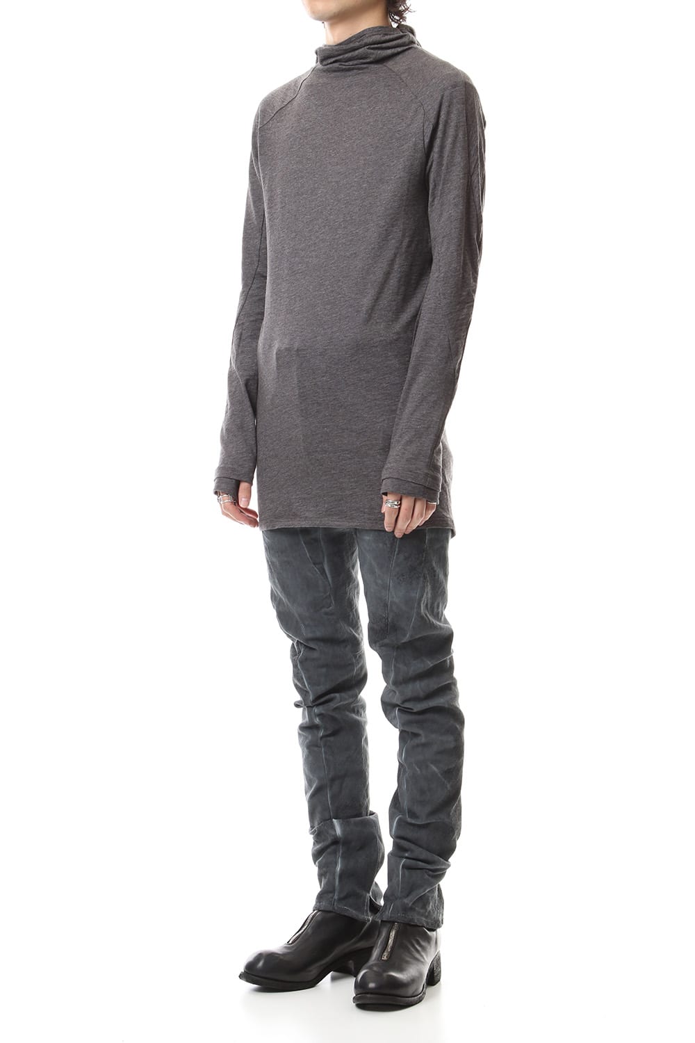 Yak india Gauze balaclava Hooded long sleeve T-shirts - ST101-0079A Charcoal