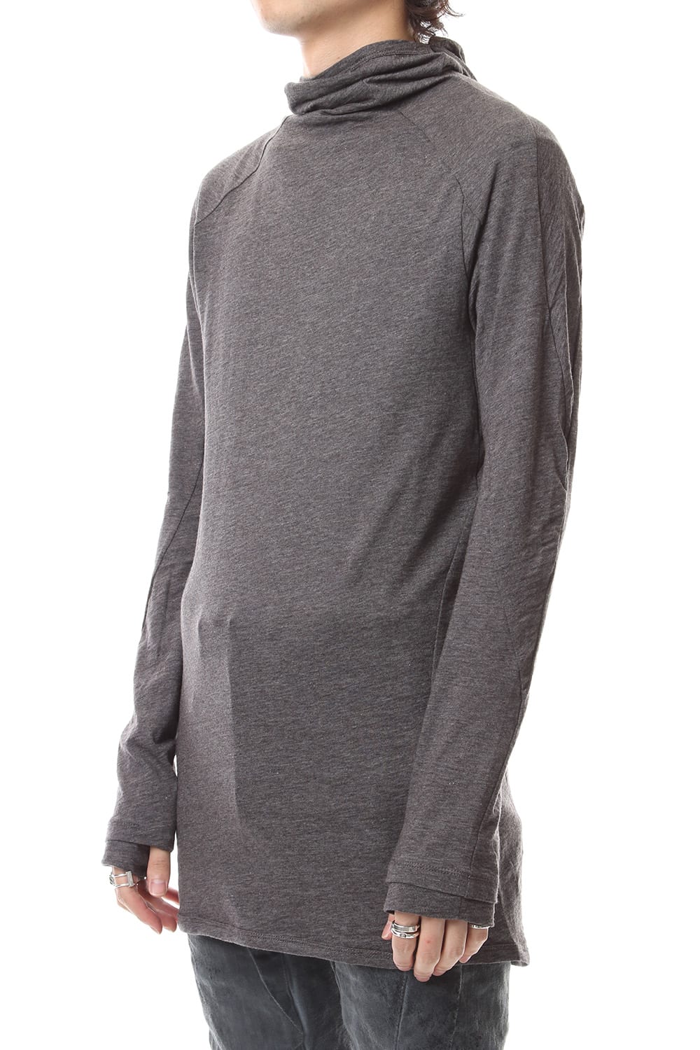 Yak india Gauze balaclava Hooded long sleeve T-shirts - ST101-0079A Charcoal