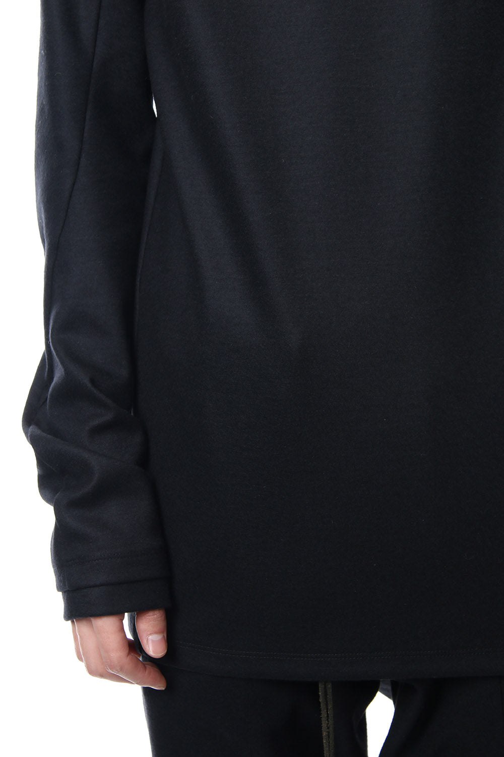 Super 100's wool smooth high neck long sleeve t-shirt