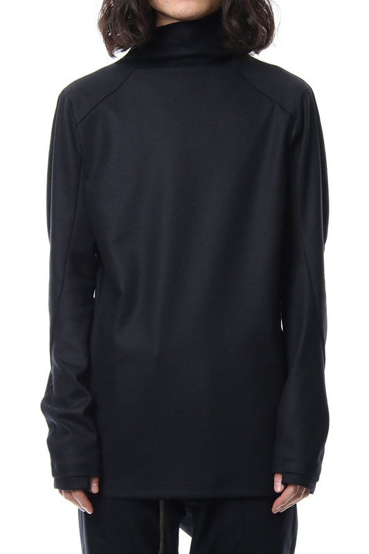 Super 100's wool smooth high neck long sleeve t-shirt