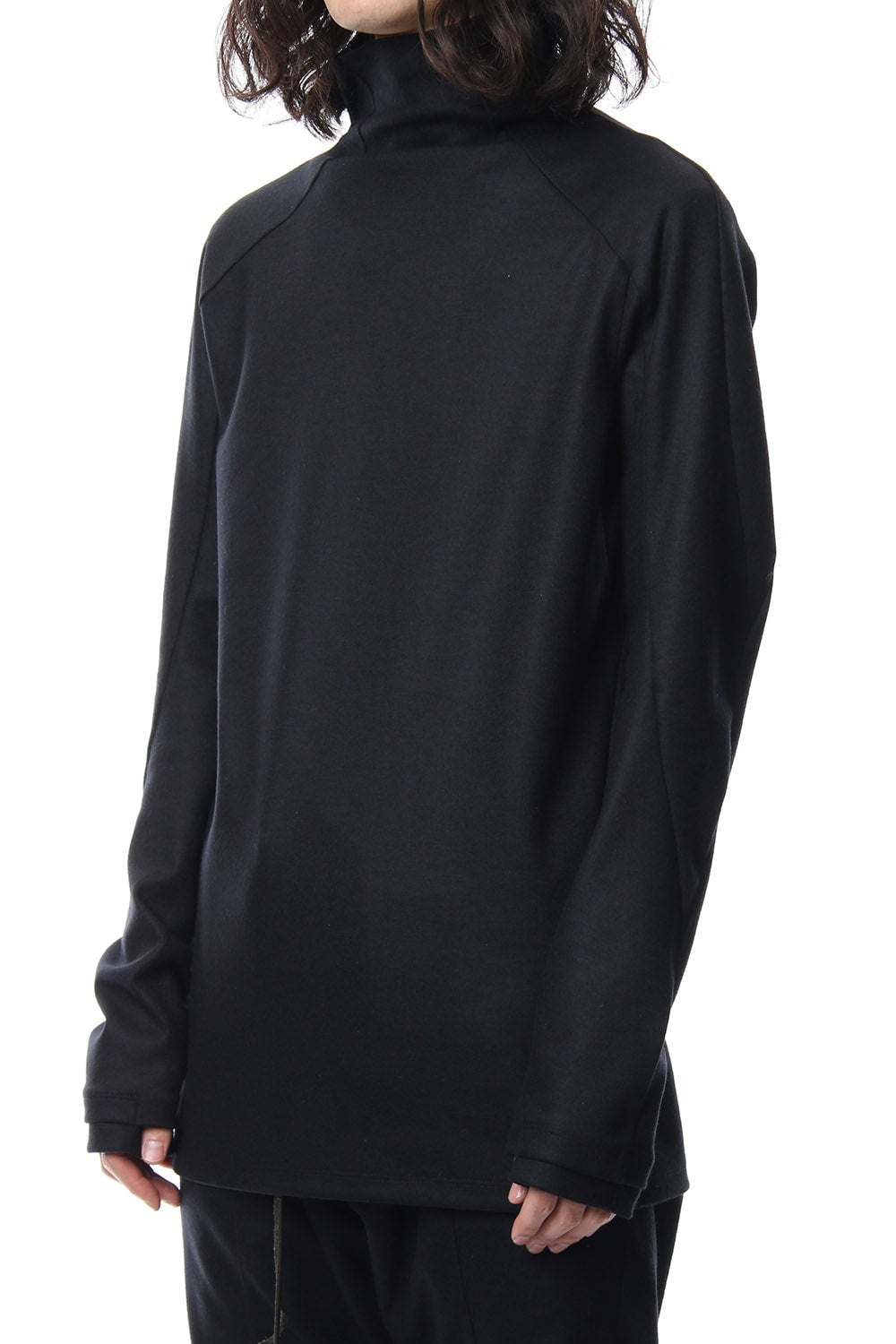 Super 100's wool smooth high neck long sleeve t-shirt