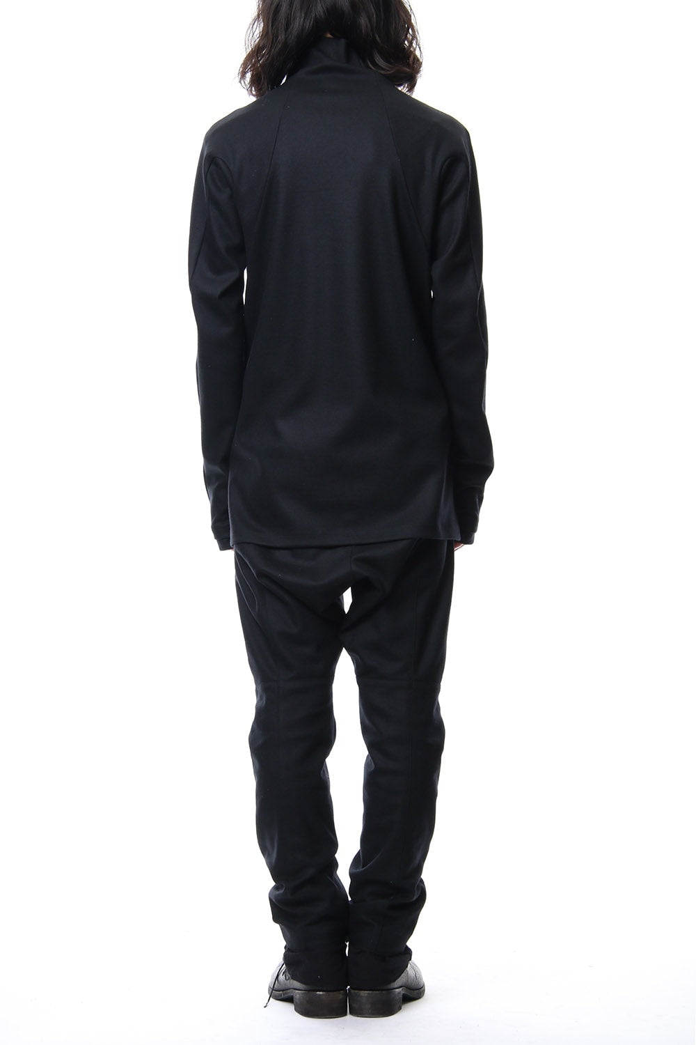 Super 100's wool smooth high neck long sleeve t-shirt