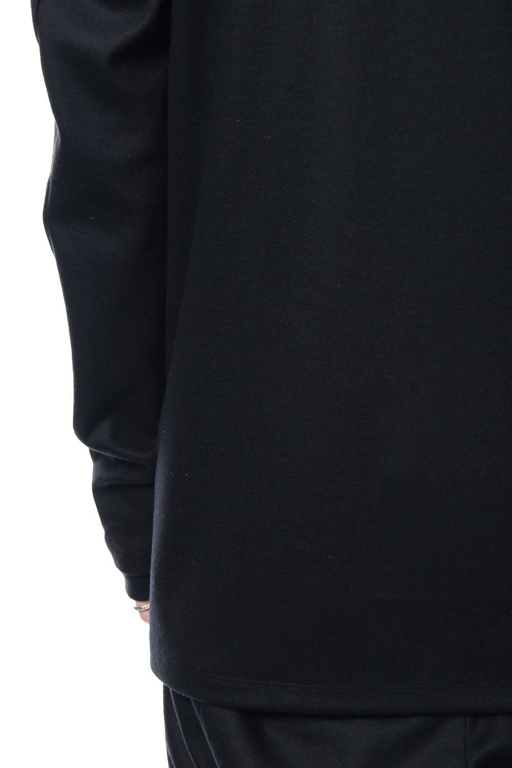 Super 100's wool smooth high neck long sleeve t-shirt