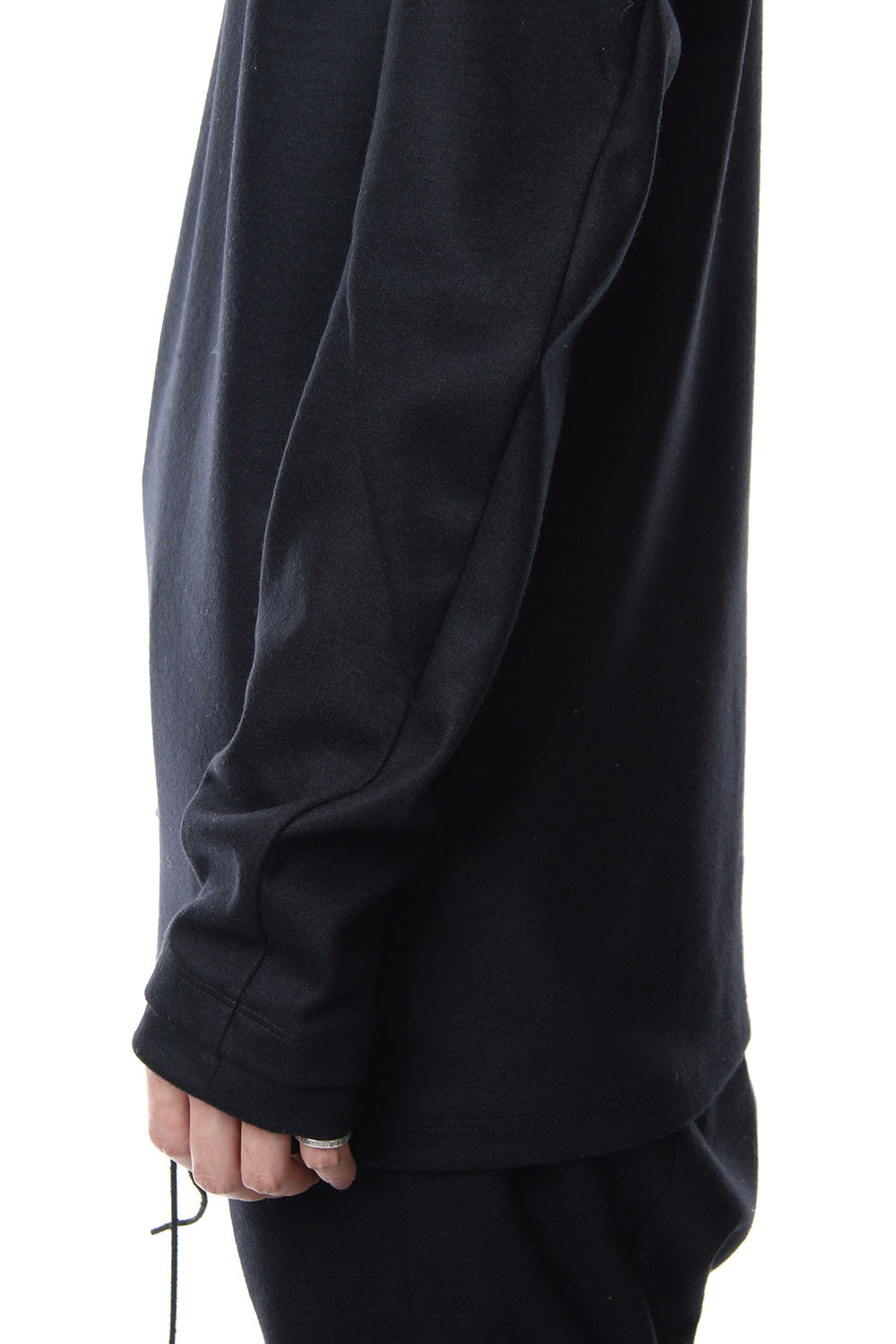 Super 100's wool smooth high neck long sleeve t-shirt