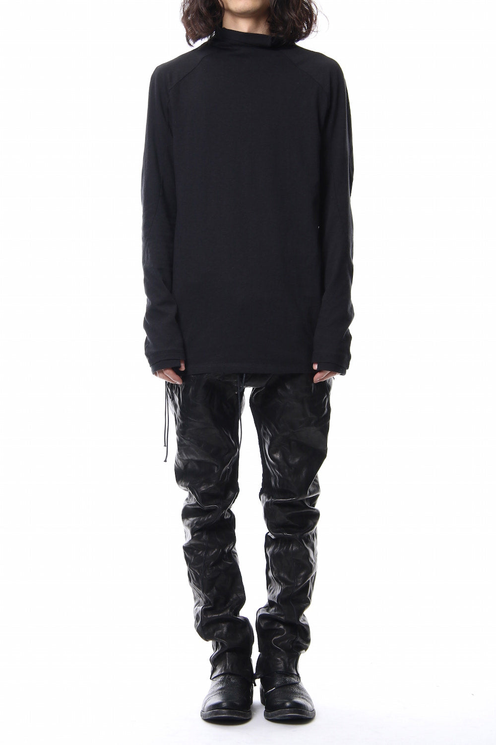 Neep silk × cotton jersey high neck  long sleeve T shirt