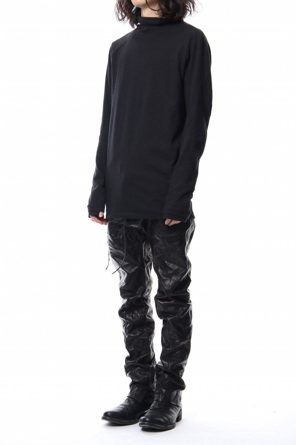 Neep silk × cotton jersey high neck  long sleeve T shirt