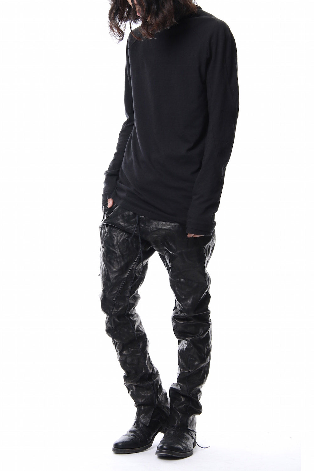 Neep silk × cotton jersey high neck  long sleeve T shirt