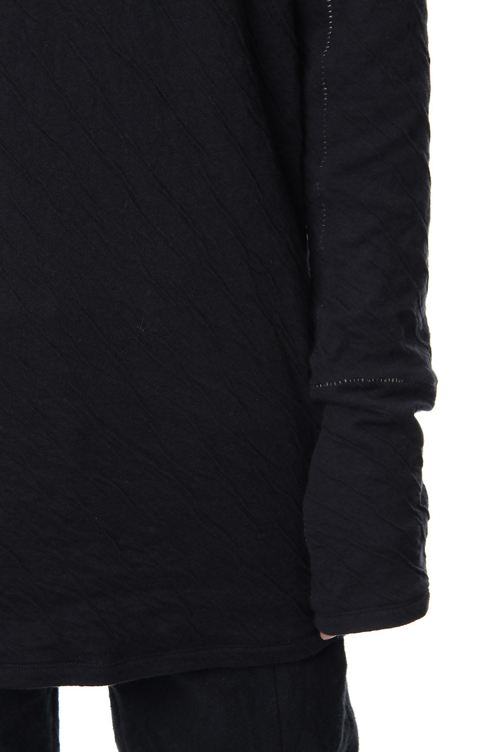 Double cloth cotton jersey overlock long sleeve T-shirt