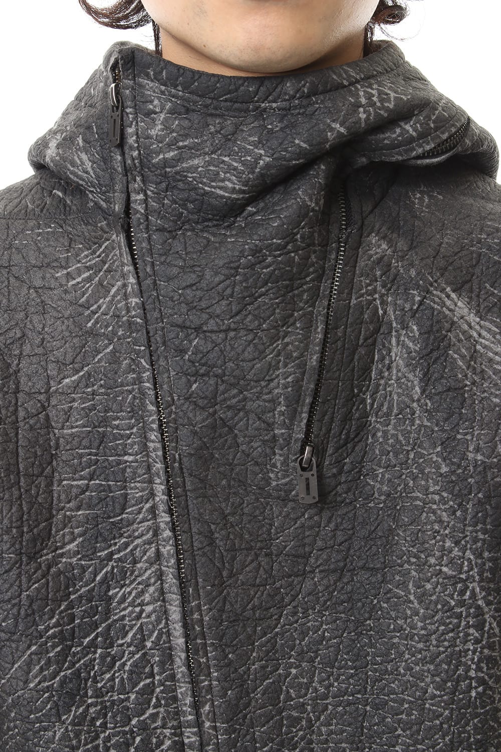 Cracking Fleece Pile Cold Dye Zip Up Parka